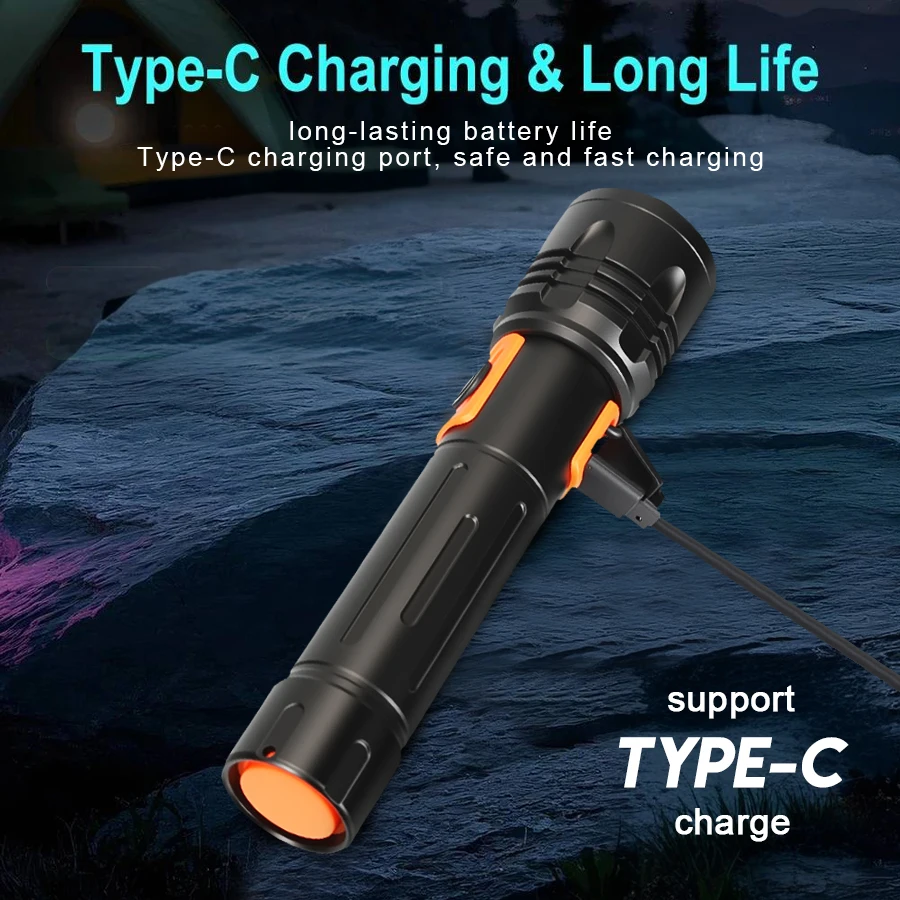 High Power LED Flashlight USB  - Fishing Light reseña y precio