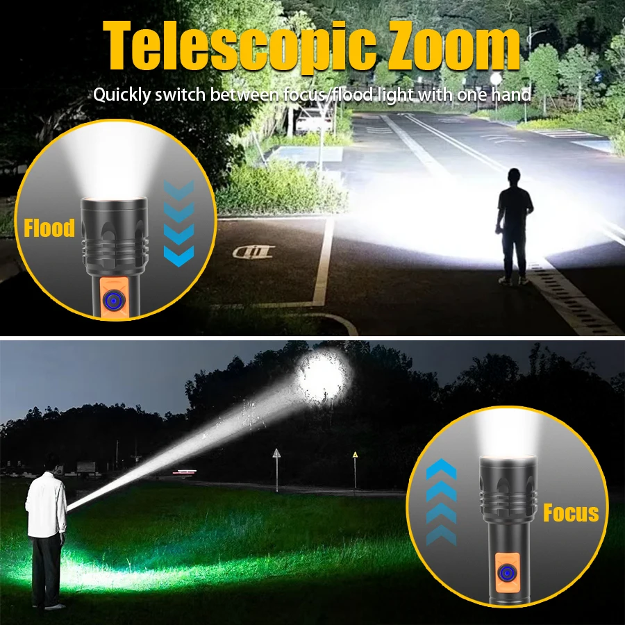High Power LED Flashlight USB  - Fishing Light reseña y precio