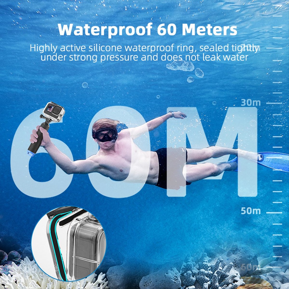 M05K 60M Waterproof Case for G - Underwater Camera reseña y precio