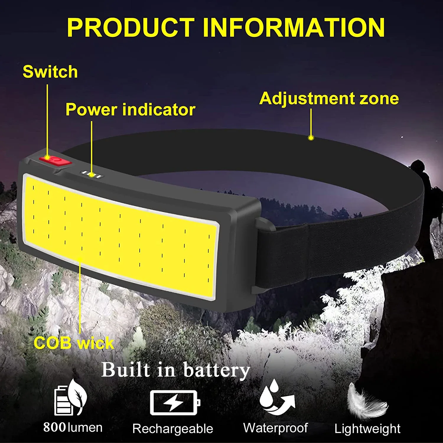 COB Portable LED Headlights Ou - Fish Finder Battery reseña y precio