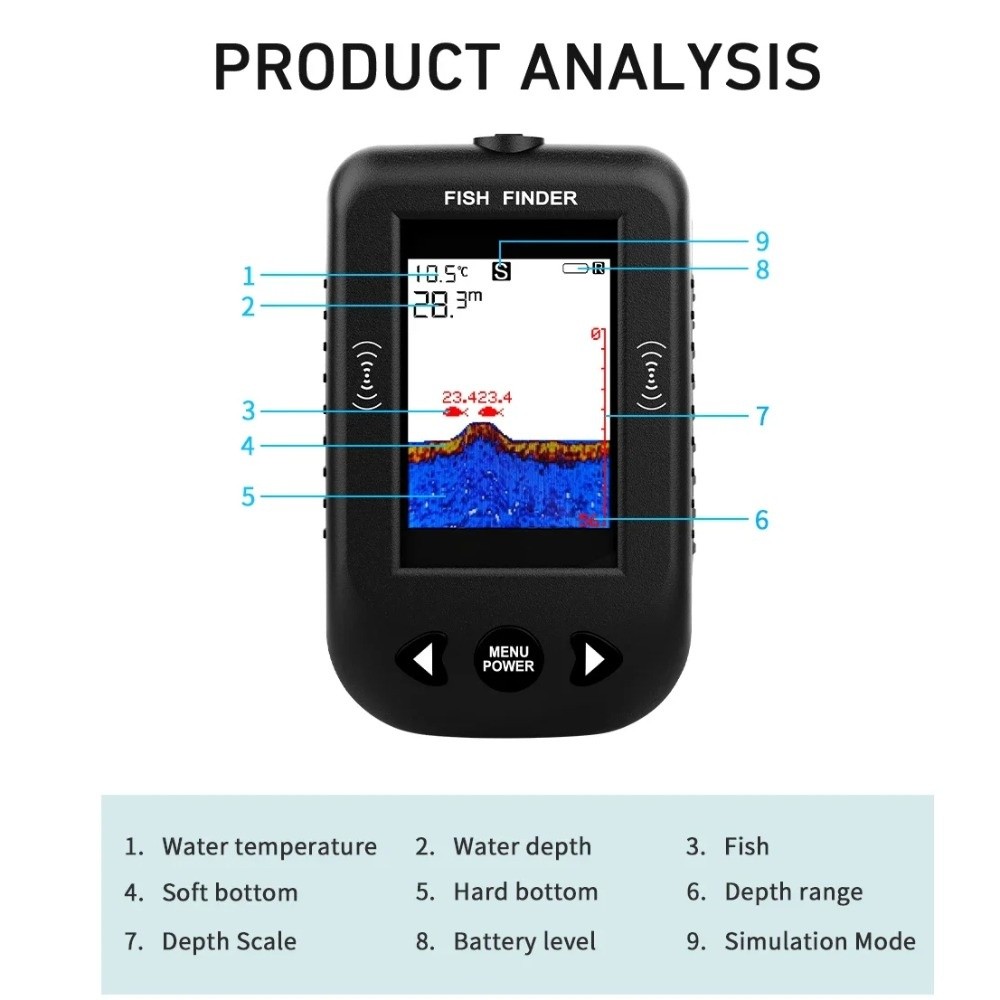 45 Degrees XF03 Fish Finders 1 - Fish Finder Portable reseña y precio